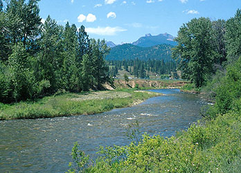 Bitterroot Mountain Valley and River near Sula, Montana. L&C 9/7/1805