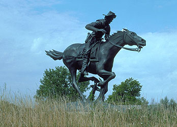 Pony Express Rider Statue of Jack Keefley in Marysville, Kansas